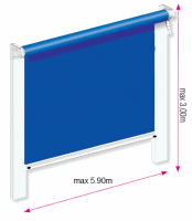 Store vertical guidé coulisses coupe vent
